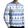 Men's Casual Button-Down Sweatshirt Fashion Printed Long Sleeve Shirt Pullover