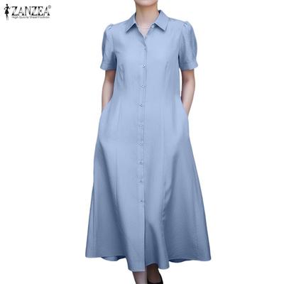 Lässiges, kurzärmliges Sommerhemdkleid mit Umlegekragen für Damen
