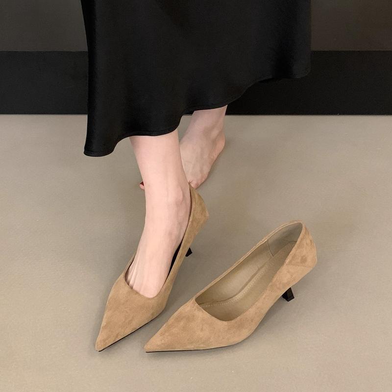 Fashion SUOJIALUN 2025 New Brand Autumn Women Pumps Shoes Fashion Pointed Toe Shallow Slip On Boat Shoes Thin High Heel Pumps Shoes