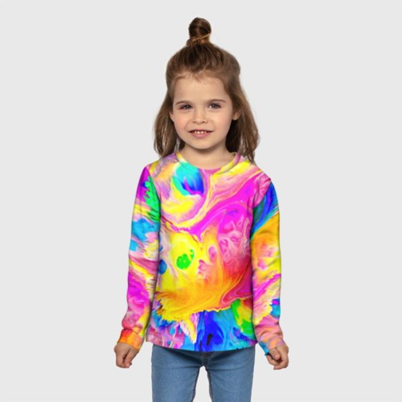 

Children s Drawing Print Tie Dye Cute T-shirts Boys Long Sleeved Fashionable Soft Comfortable Top 170