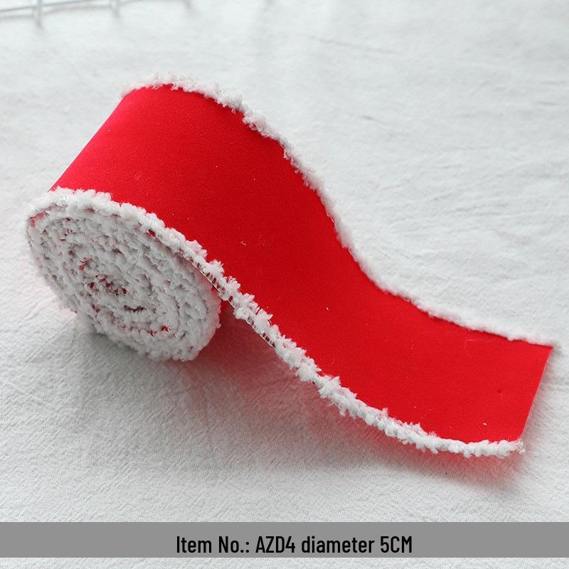 Cross-border Christmas Ribbon: White Plush Edge with Reindeer Design for Gift Box Packaging and Decoration with Gift Ribbon.