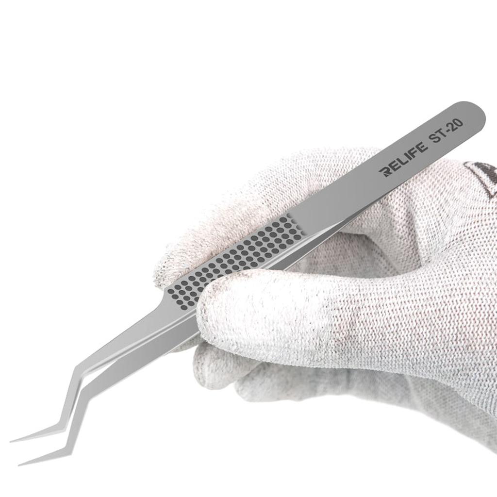 1PC Anti-static Tweezers RELIFE ST-20 Tweezers Stainless Steel Tweezers for Electronics Repair Soldering