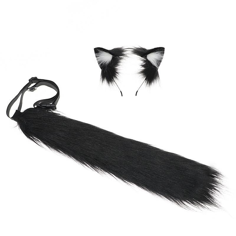 Handmade Plush Simulation Cat Ear Hair Accessories Cute Kitten Headdress Cat Tail Cosplay Comics Beast Ear Beast Tail