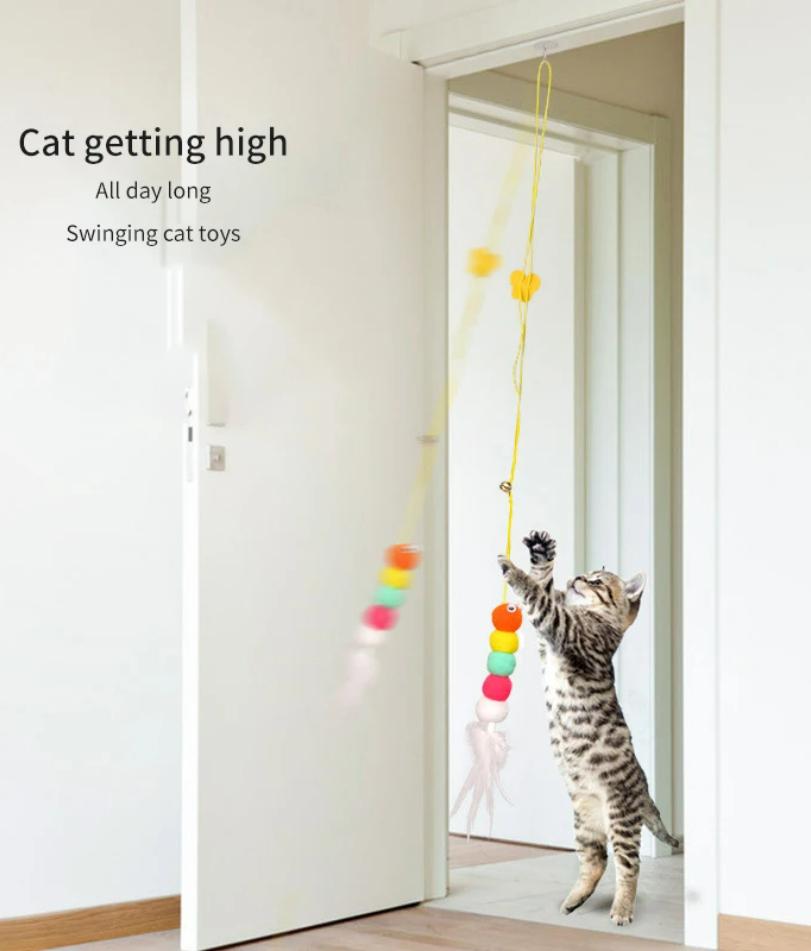 Zabawki dla kotów Huśtawka Lepki Dysk Elastyczna Wisząca Drzwi Drażniąca Lina dla Kota Długa Lina Drażniąca Kota Zabawka dla Kota Akcesoria dla Kota Zabawka dla Kociaka