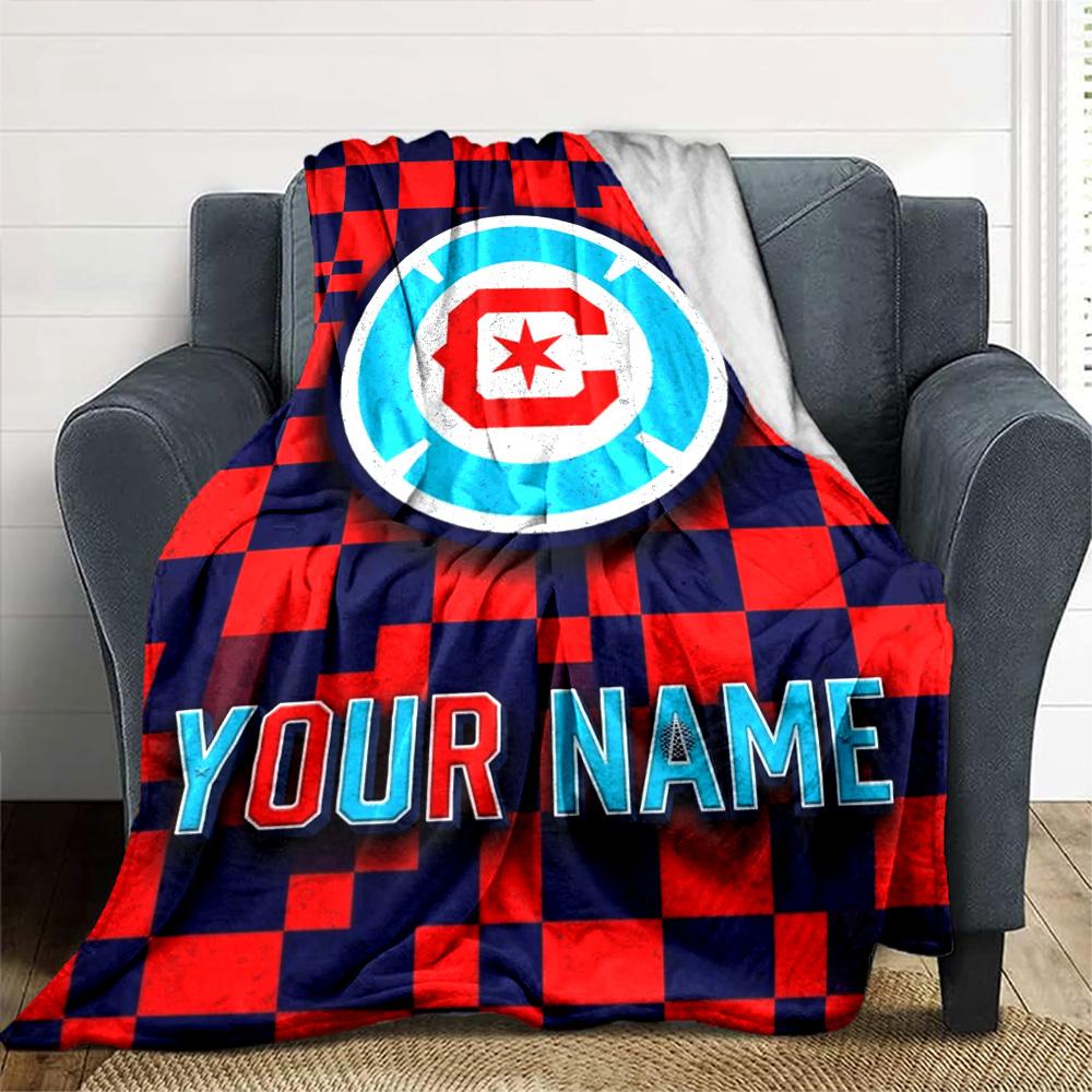 Name Custom Chicago Fire Print Flannel Blanket High Quality Warm Comfortable Cover for All Seasons Perfect for Gifts Home Decor
