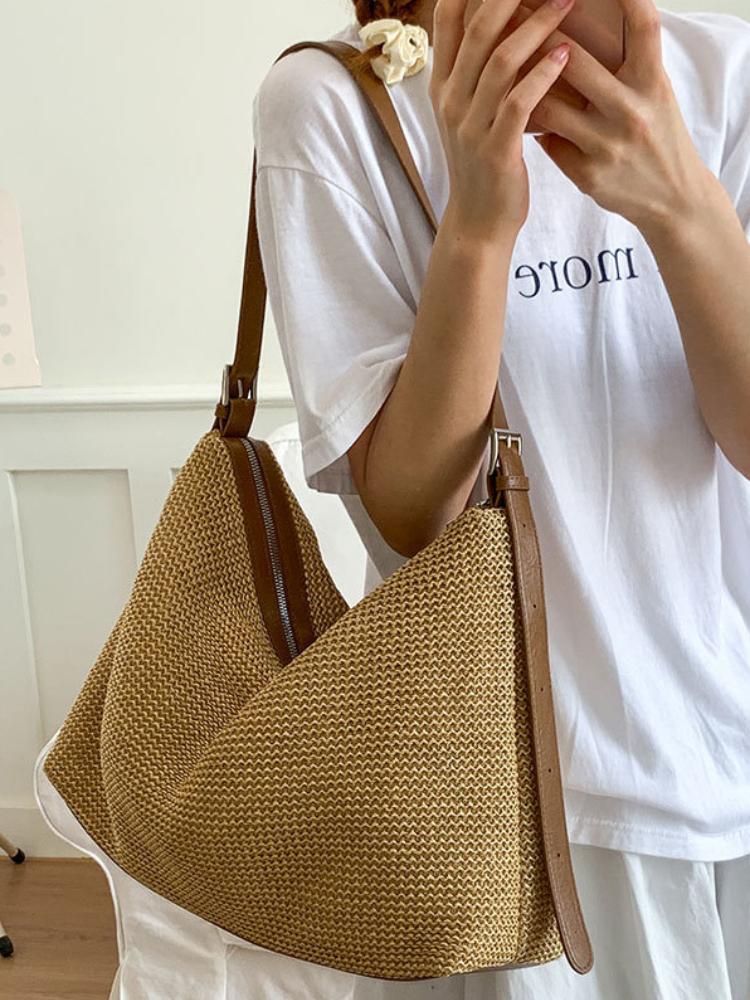 Neue Retro Webtasche Strohtasche Große Kapazität Schultertasche Urlaub Strandtasche Damen Perfekt für den täglichen Gebrauch, Reisen & Strandausflüge