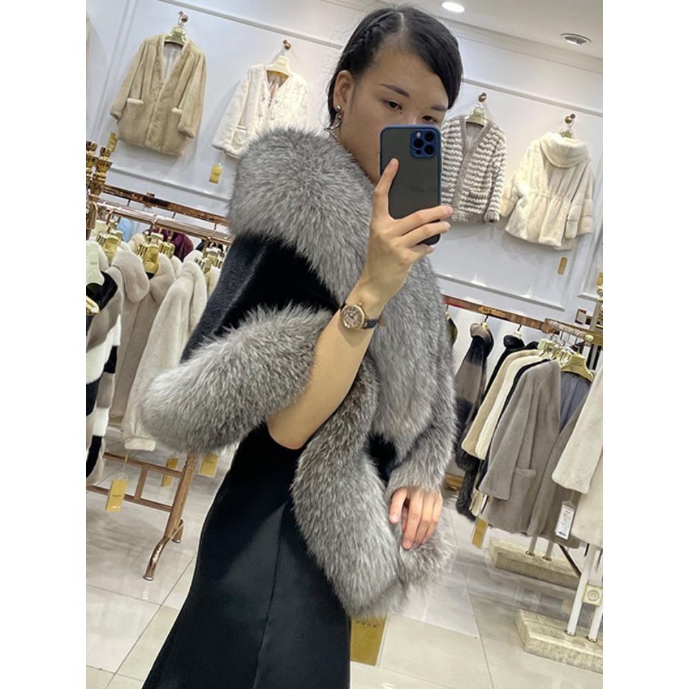 Brand New Fur Women's Shawl Cape Eco-friendly Mink Fox Fur Mink Coat