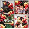 Elegant Red, Black & Gold Balloon Chain Set for Celebrations: Birthday, Graduation, Wedding