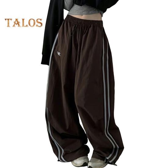 Dámské Cargo Kalhoty Elastický pas Stahovací lem Kalhoty pro volný čas s kapsami Boční pruhy Široká noha Sportovní kalhoty Streetwear