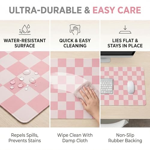 31.5x15.7 Inches Non-slip Waterproof Office Gaming Desk Mat Pink