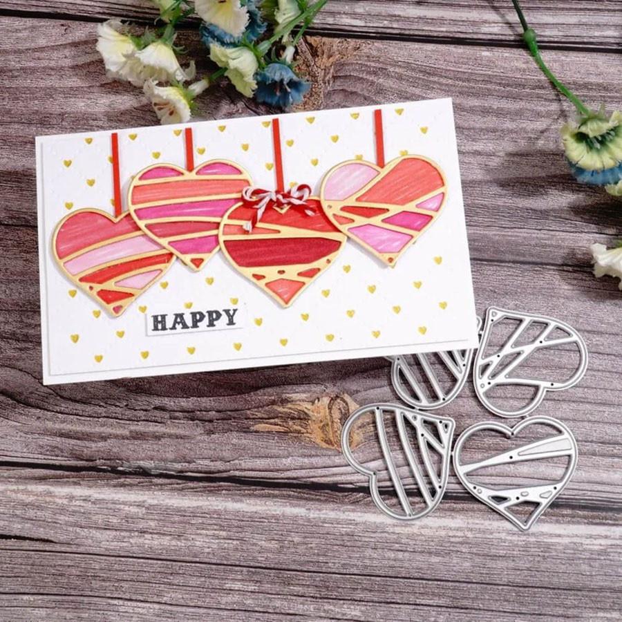 4pcs Love Hearts Metal Cutting Dies Stencils DIY Scrapbooking Embossing Paper Crad Decorative Craft Die Cut