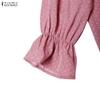 ZANZEA Women Casual Ruffles V-Neck Loose Long Sleeve Polka Dot Print Blouse