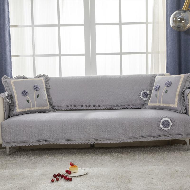 

Four Seasons Quilted Cotton Flower Sofa Cushion Korean Idyllic Anti-Skid Towel Universal Soft Comfort 70*70