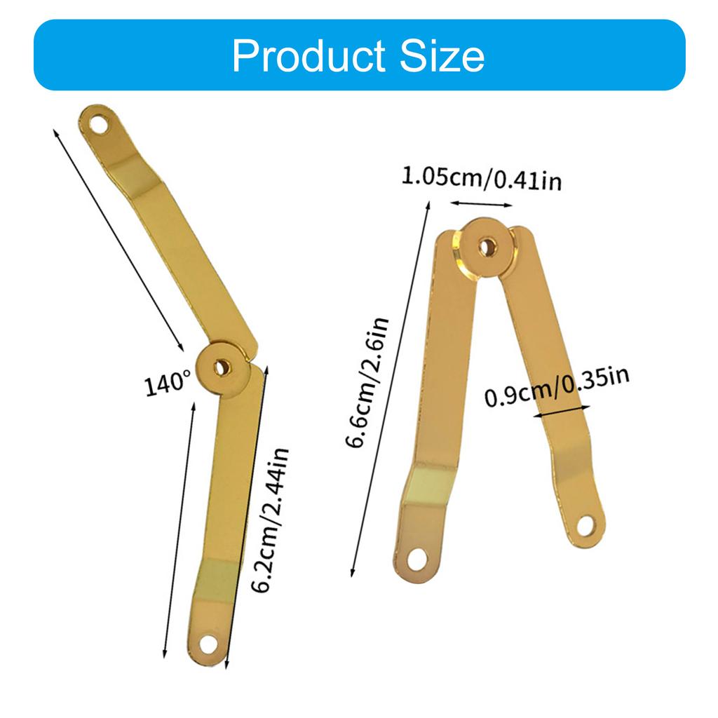 Set Of 6 Gold Metal Lid Support Hinges Elegant Gold Folding Hinges Suitable for Furniture Cabinet & Jewelry Box Decors