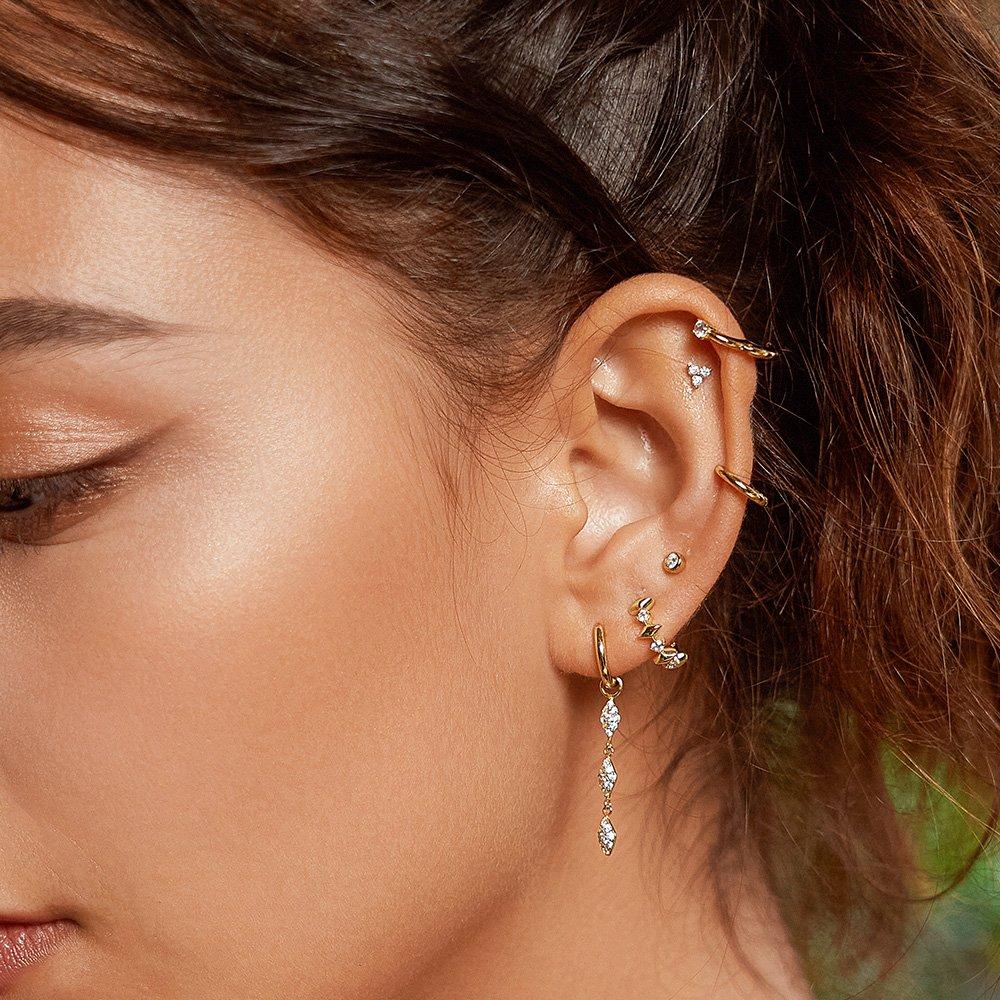 [Worn by Eunbi Kwon] Gold Sparkle 925 Silver Ring Earrings E061-05G