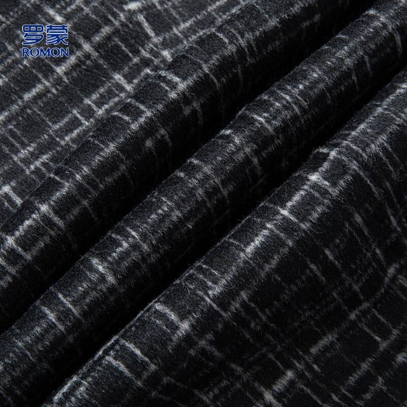 ROMON Men's Plaid Mid-length Double-sided Wool Coat