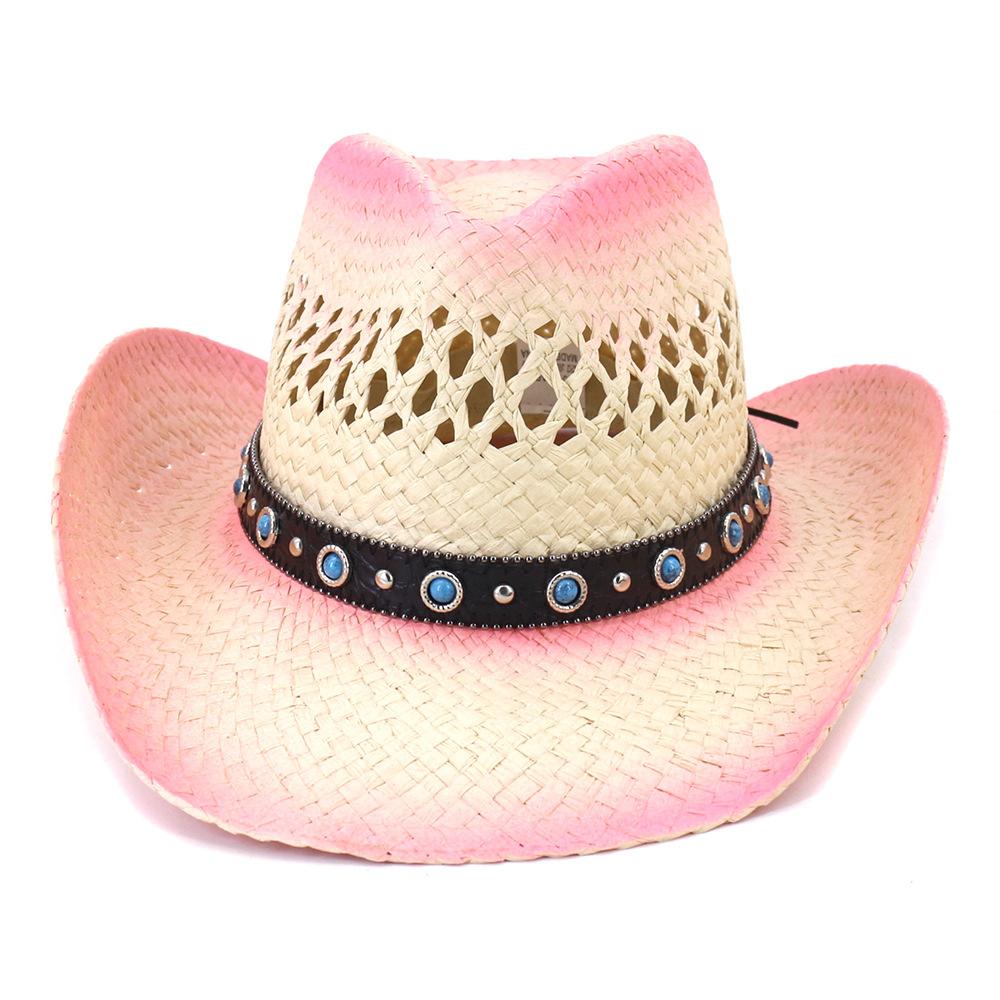 Khaki Straw Fashion Design Men Womens Summer Hat Western Cowboy Hat Handmade Female Wide Brim Sun Protective Beach Sun Hats