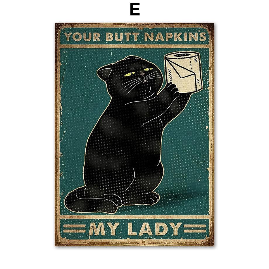 Vintage Coffee Toilet Paper Cat Bar Club Posters And Pints Nordic Wall Art Canvas Painting Abstract Pictures For Bathroom Decor