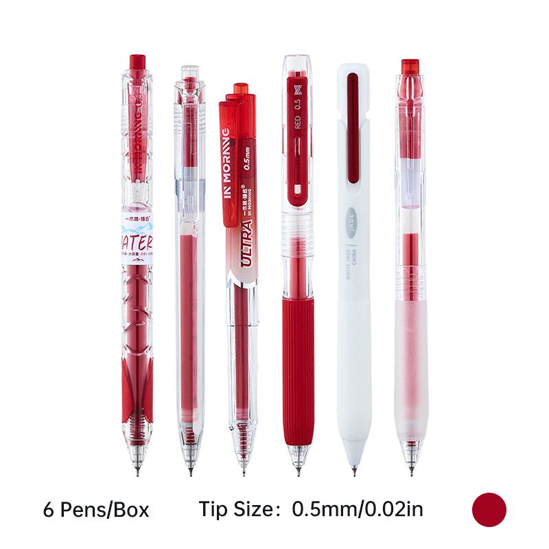 

6Pcs Gel Pens 0.5mm Fine Point Smooth Writing Retractable Pens for Note-Taking Journaling & Office Use Note-Taking Daily black червоний