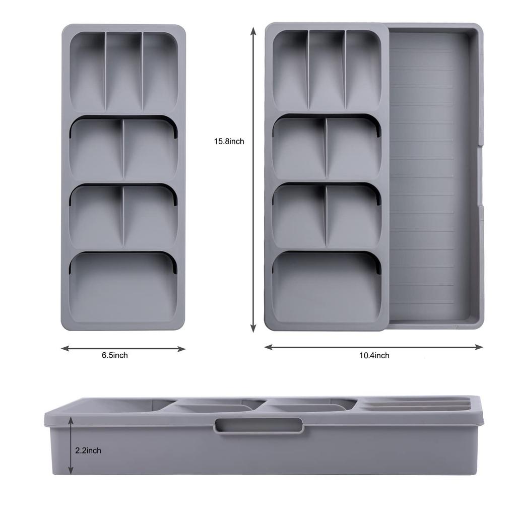 Retractable Kitchen Drawer Cutlery Storage Tray Knife Block Holder Multipurpose Spoon Forks Tableware Spice Bottle Organizer Box