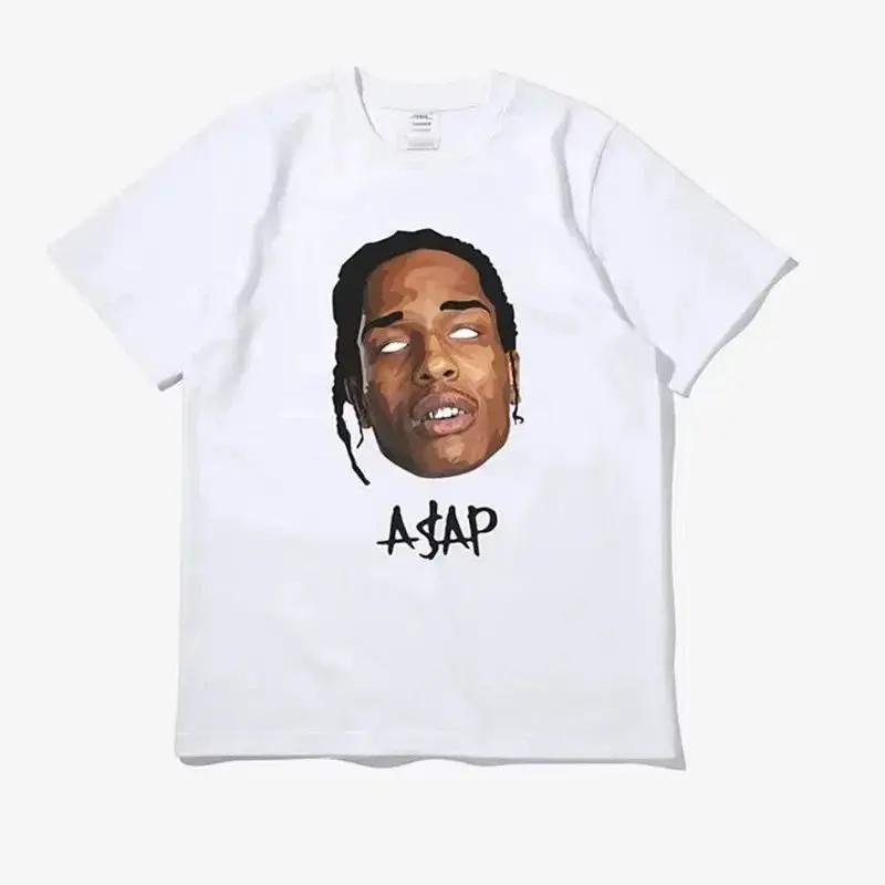 HIP HOP High Street Gothic Tees AAP Portrait Casual Harajuku Tops ASAP ROCKY Shortsleeved Tshirt Unisex