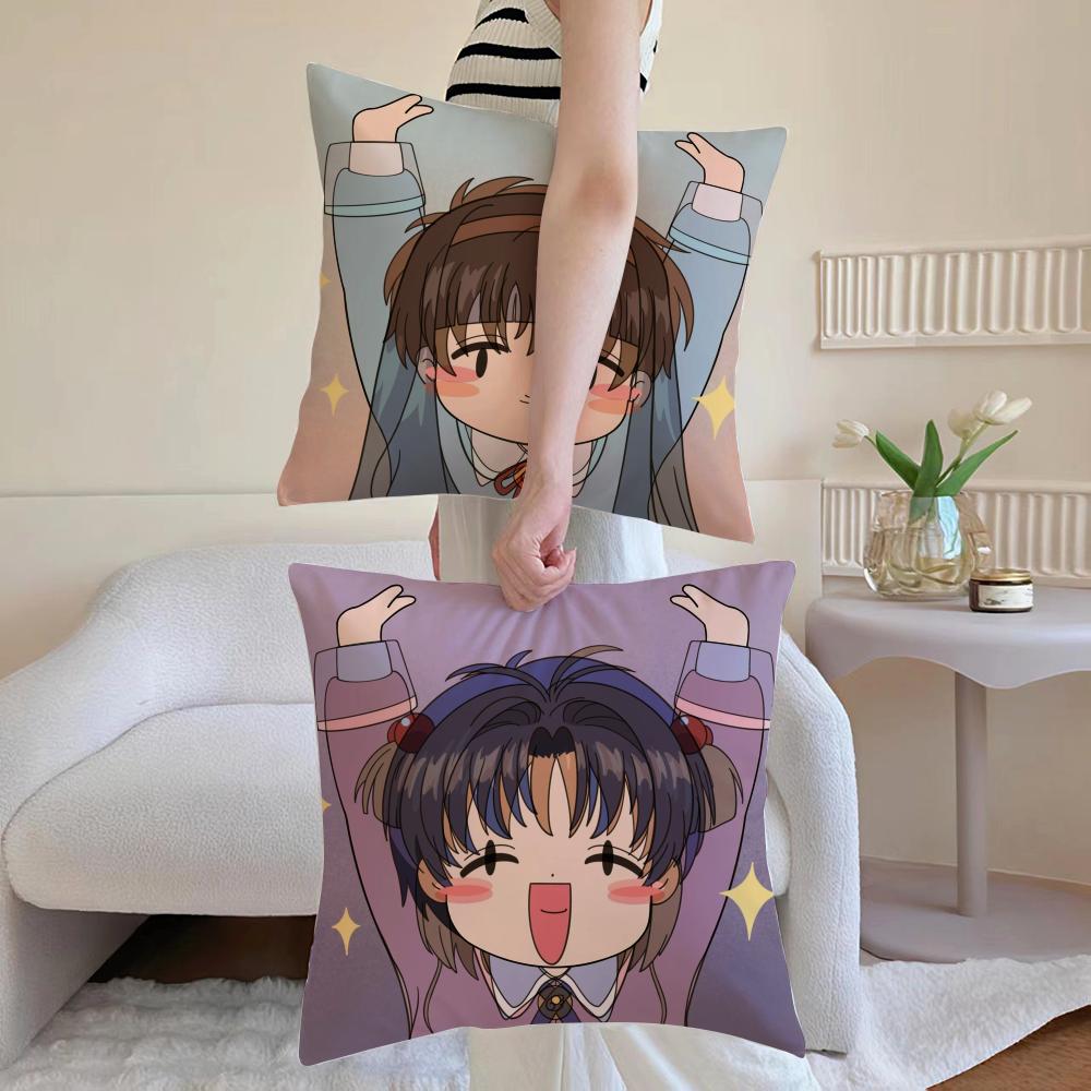 Anime CCardcaptor SSakura Cushion Cover Antidustmite Pillowcase Invisible zipper silky short plush Sofa cushion cover