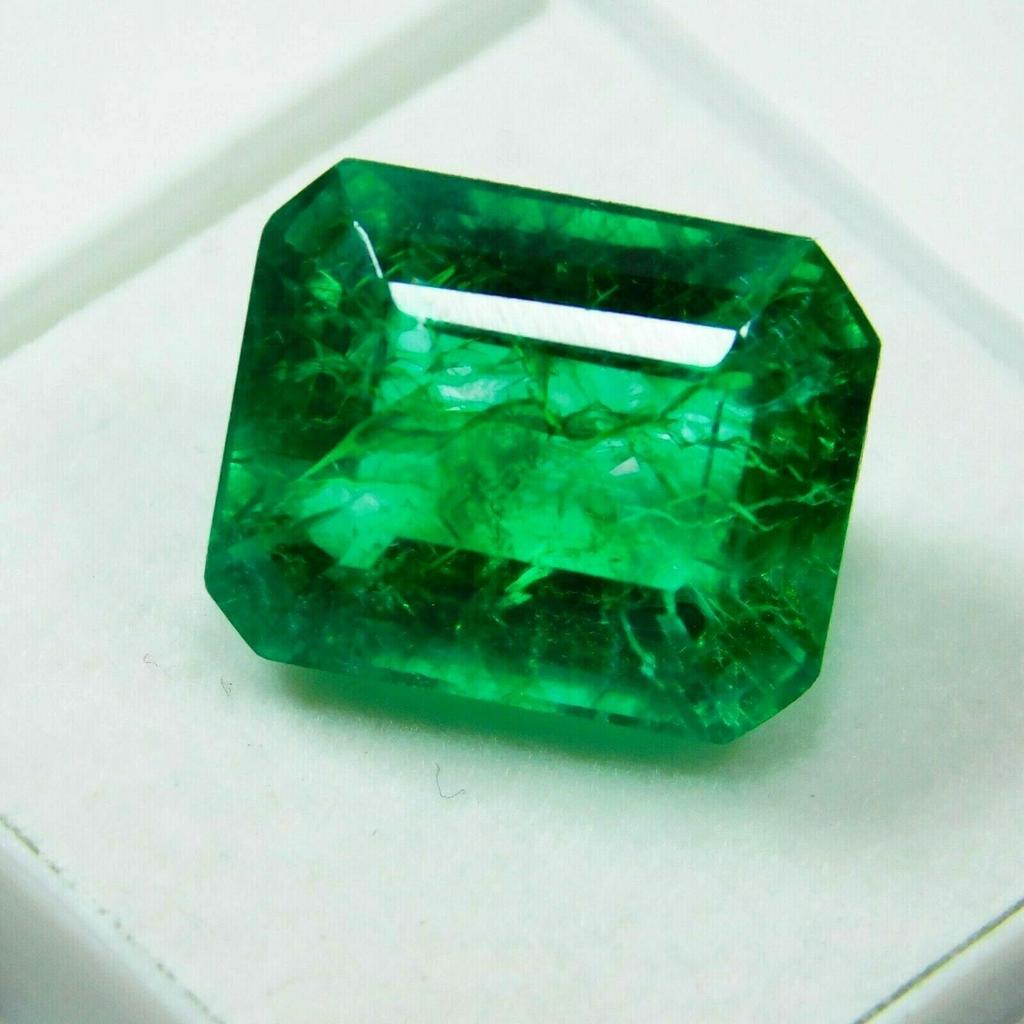 8.10 Ct Emerald Cut NATURAL Zambia EMERALD Green CERTIFIED Gemstone 1m-244 003kjhg