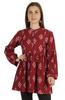 Moomaya Printed Womens Full Sleeve Tunic Mandarin Collar Fit & Flare Long