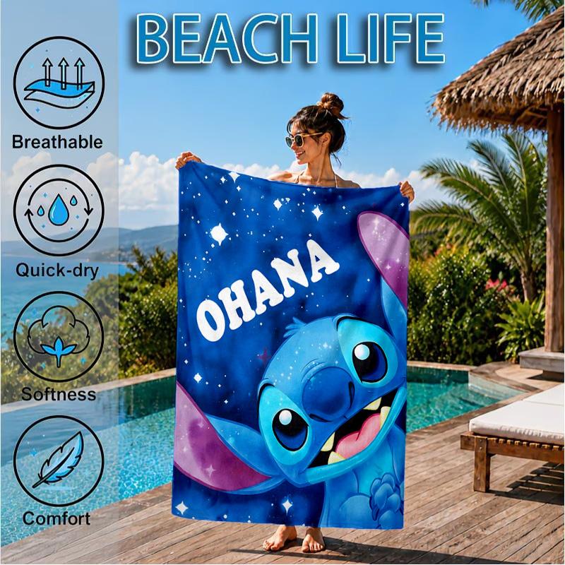 Cartoon Hawaii Artwork Printed Microfiber Beach Towel, Soft And Absorbent, Quick-Dry, Ideal for Summer Travel, Beach Essential, Swimming Pool