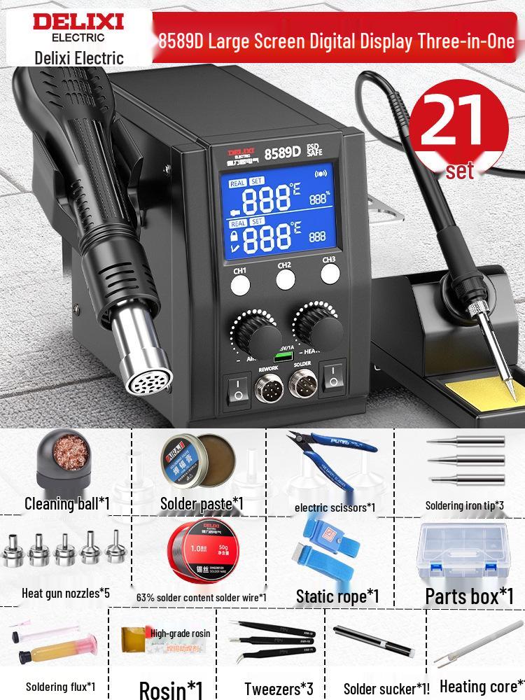 Delixi Electric 3-in-1 Soldering & Desoldering Station for Mobile Phone Repair