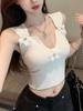 Chic Floral Knit Vest - French Style Slim-Fit Top for Women