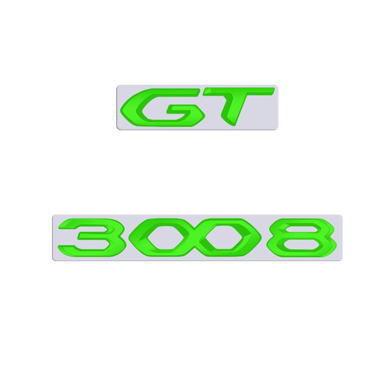 SQOB1 For Peugeot 3008 GT Car 3D Metal Letters Logo Badge Decals Sticker Car Auto Rear Trunk Alphabet Emblem Styling Stickers