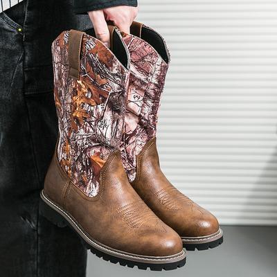 Western Cowboy Motorcycle Chelsea Boots for Men Ankle Business Round Toe Slip-On Mens Boots Free Shipping Size 38-46 Men Shoes