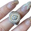 Anello Ottagonale Scudo Stile Retro Lusso Leggero Francese Diamante Italiano Lavorazione Spazzolata Stile di Corte Nicchia Anello da Donna