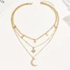 Bohemian Star Tassel Octagonal Star Moon Sparkling Zircon Pendant Multi-layer Necklace for Women Exquisite Collar Chain Jewelry