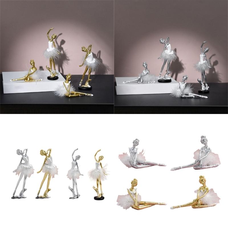 Beautiful Resins Ballerinas Statue Ballet Dancer Figurine Dancing Girl Sculpture for Artistics Home and Office Decors