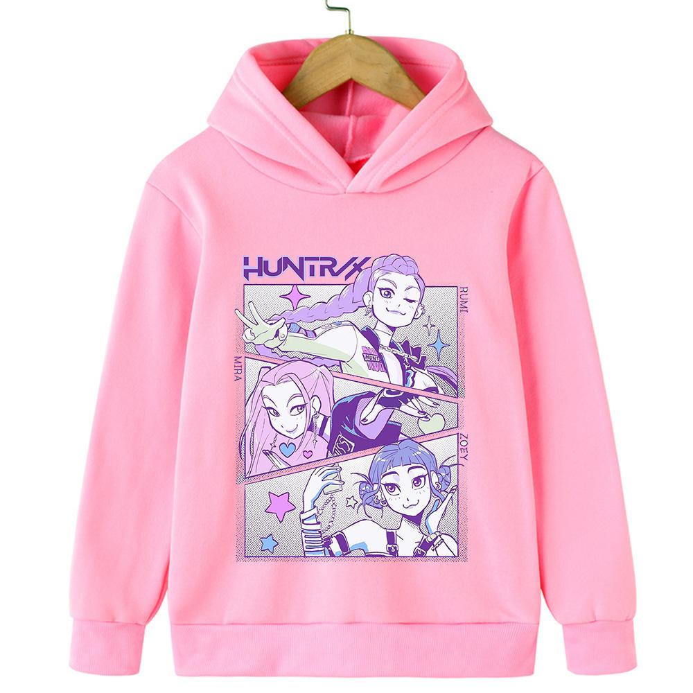 2025 KPop Demon Hunter Cartoon Girls Boy Hooded Sweatshirt Warm Children's Korean Wave Fashion Casual Tops Casual Girls Clothing
