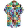 Summer Mask Printing Shirt Hawaiian Vacation Clothing Male Fashion Beach Style Shirt Daily Men's and Women's Shirt