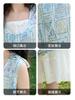 Children's Summer Dress with Floral Vest and Lace Patchwork