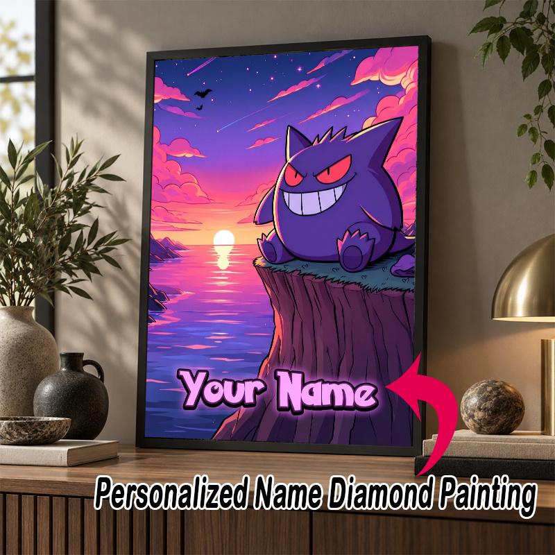 Personalized Gengar Diamond Art Custom Name 5D Diamond Painting Full Drill DIY Craft