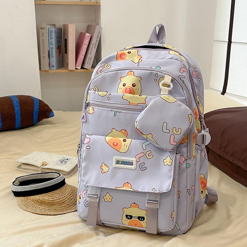 Cartoon Print Student Schoolbag Women's Backpack Large Capacity Backpack