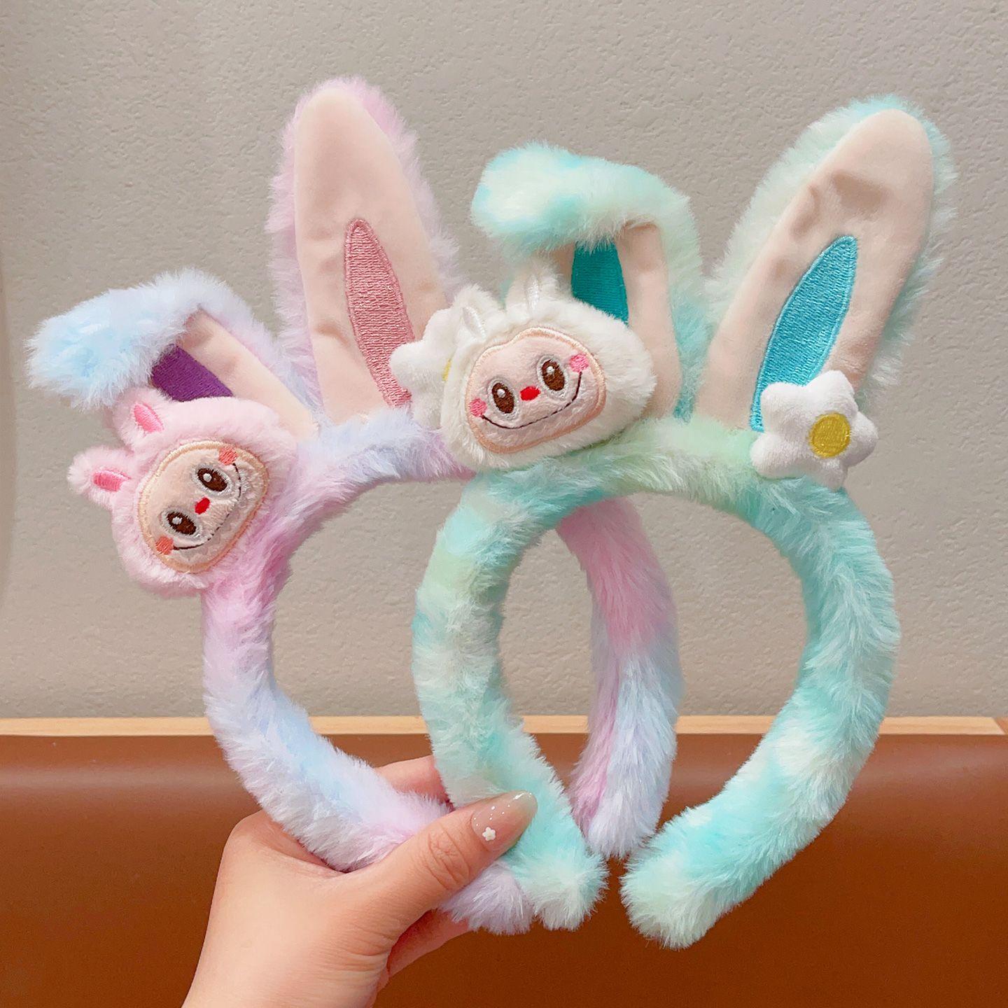 

Плюшеві мультяшні пов язки для волосся з кролячими вушками для дівчаток - М які пастельні пов язки для вмивання обличчя