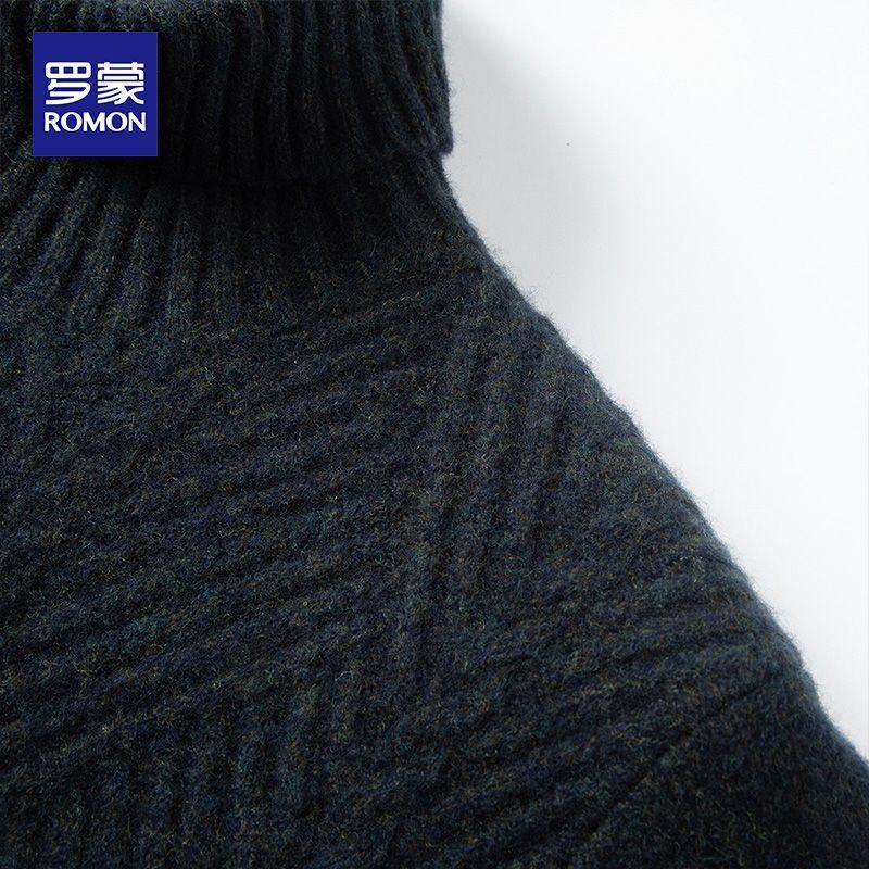 ROMON Men's 100% Wool Turtleneck Sweater