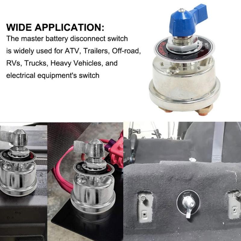 Battery Shut Switches 12/24V Power Cut Off with Face Plate Battery Disconnect Switches for Cars Boats RVs Trucks & ATVs
