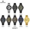 Naviforce Men's Quartz Calendar Watch Stopwatch Chronograph Luminous Hands Stainless Steel Strap Waterproof Sports Outdoor Men's Watch NF8071