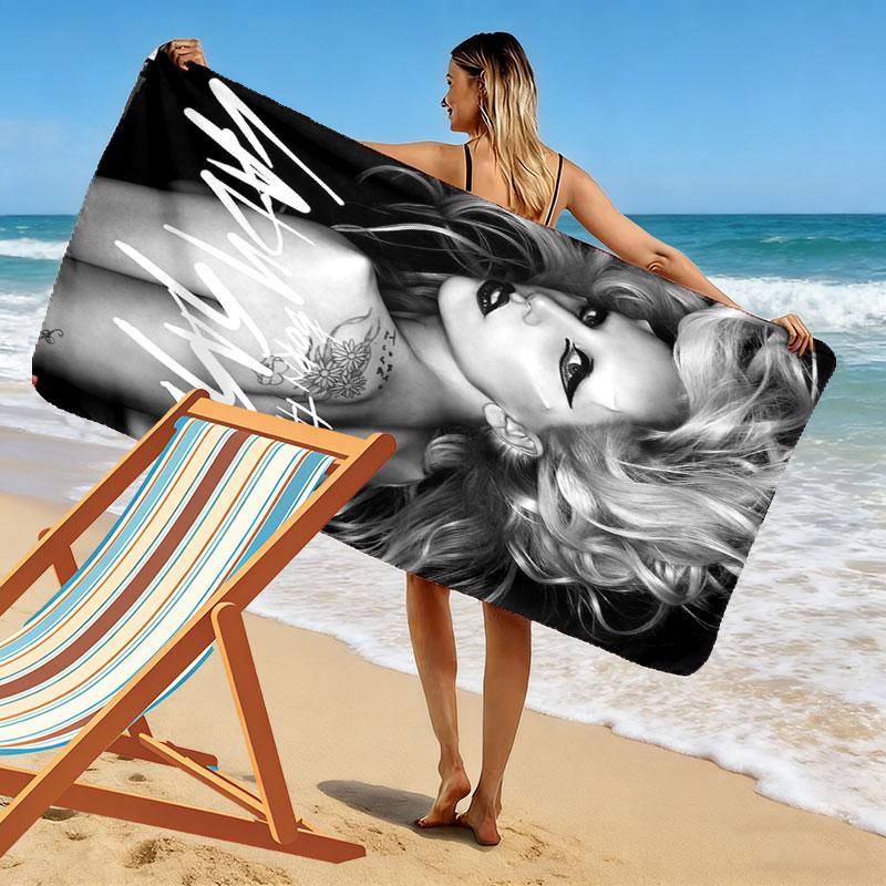 Lady Gaga Print Beach Towel, Large Soft Quick Dry Towel for Beach Camping Swimming