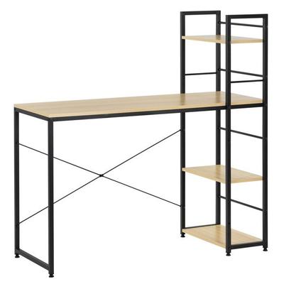Moderne computerbord med hylde 120 × 48 × 122 cm – Industrielt bord i loftstil lys brun