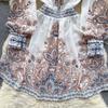 Spring Autumn Dresses Women V-neck Lantern Long Sleeves Floral Single Breasted High Waist Vintage Gorgeous Party Mini Dress Robe