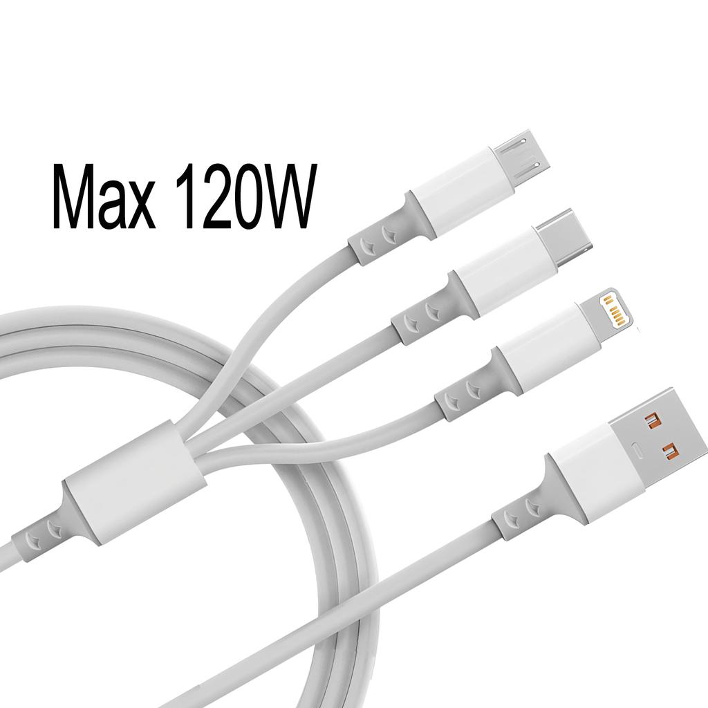 1.2m/3 in 1 USB charging cable USB cable For Iphone 14-8 series Samsung Huawei Xiaomi Multi Port Multiple