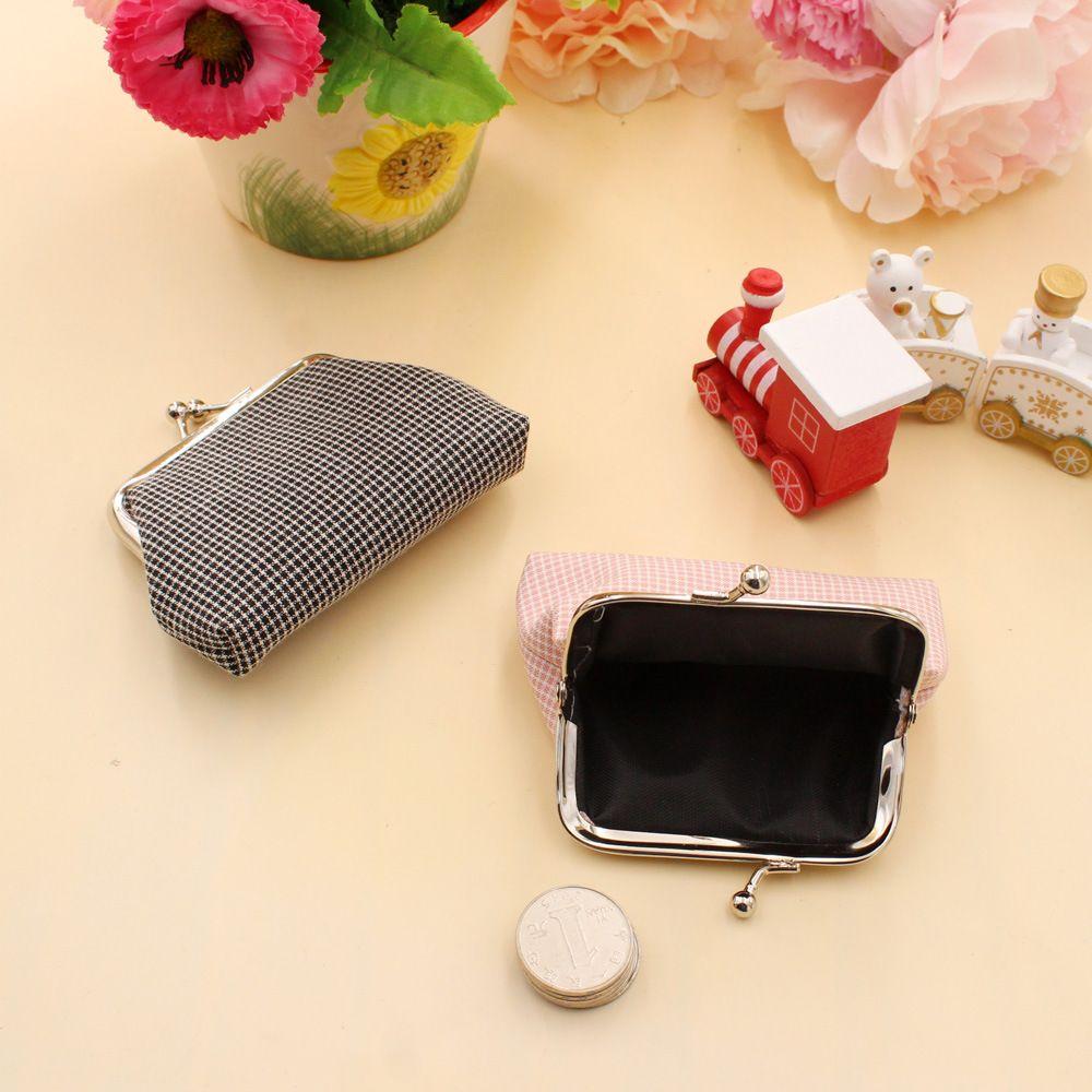 

Girls Ladies Clutch Handmade Pouch Plaid Coin Purse Card Holder Retro Wallet Buckle Small Purse червоний